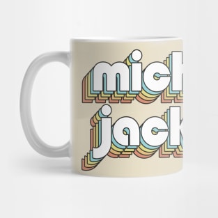 Michael Jackson - Retro Rainbow Typography Faded Style Mug